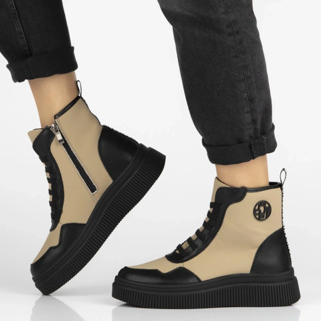 Leather ankle boots Filippo DBT7298/25 BE BK beige