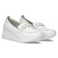 Skórzane półbuty na koturnie Filippo DP3632/23 WH białe