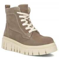 Skórzane botki na platformie Filippo DBT7267/25 TP taupe