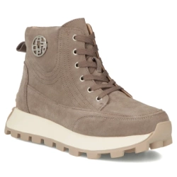 Skórzane botki na platformie Filippo DBT7160/25 TP taupe