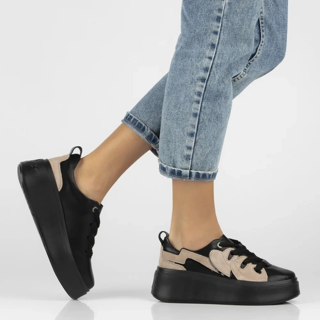 Skórzane sneakersy Filippo DP6684/25 BK czarne
