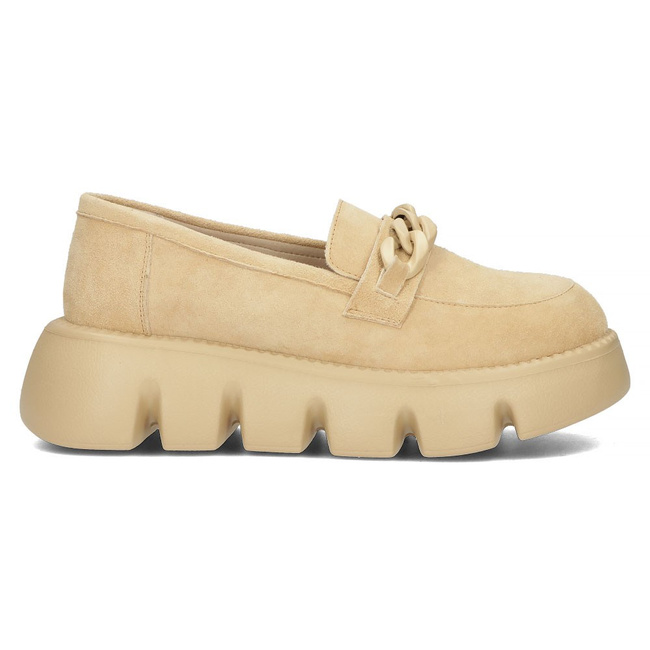 Skórzane półbuty na platformie Filippo DP4536/23 BE beżowe