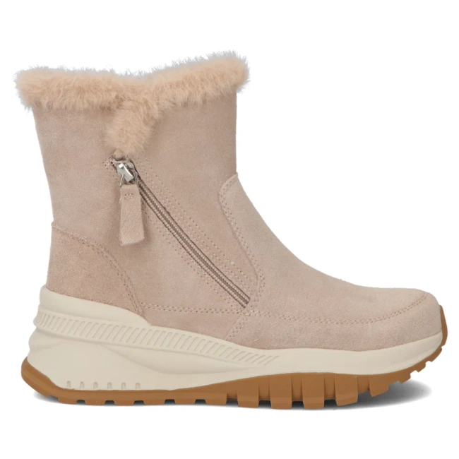 Skórzane botki na platformie Filippo DBT7157/25 BE beżowe