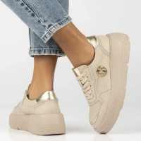 Skórzane sneakersy Filippo DP6843/25 BE beżowe