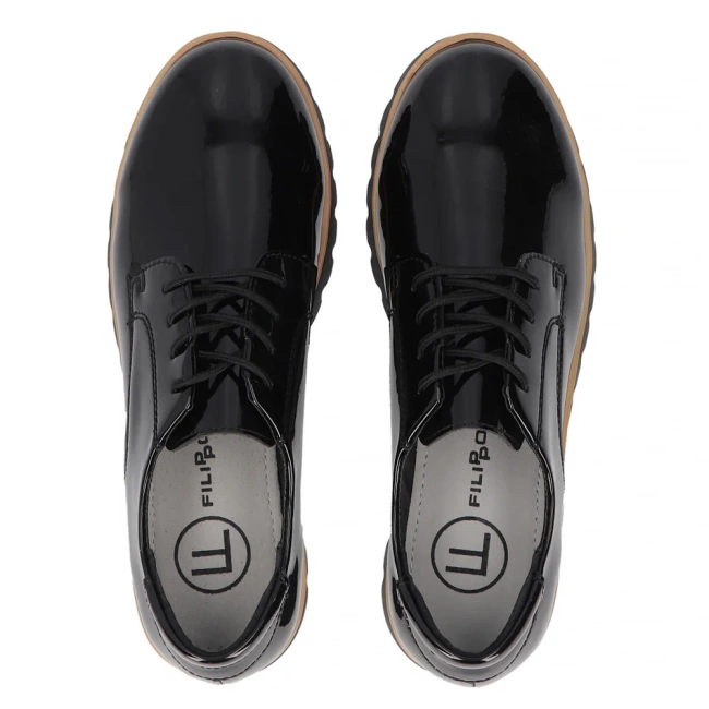 Skórzane półbuty Filippo DP6839/25 BK L czarne