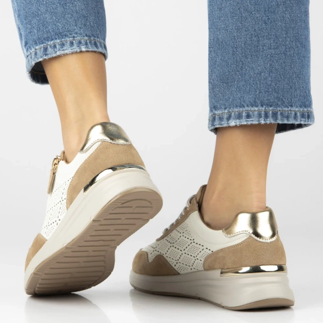 Skórzane sneakersy Filippo DP7101/25 WH BE biało beżowe