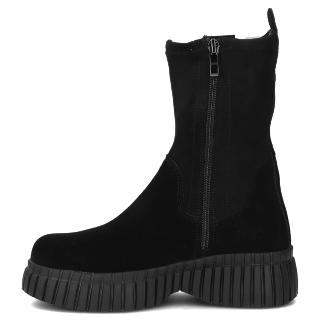 Skórzane botki na platformie Filippo DBT7163/25 BK SU czarne