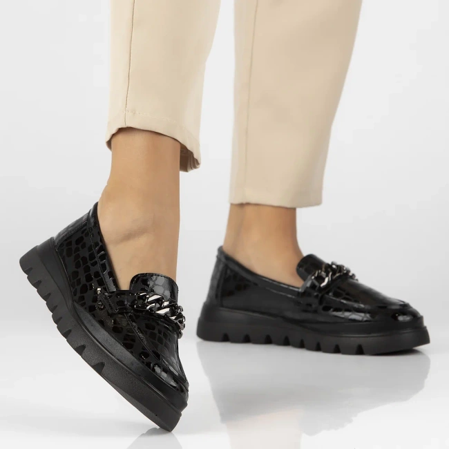 Skórzane półbuty na platformie Filippo DP6467/25 BK czarne