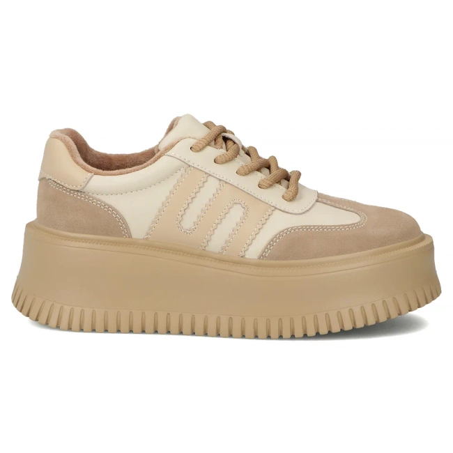 Skórzane sneakersy Filippo DP7111/25 BE beżowe