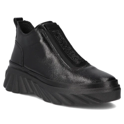 Skórzane botki na platformie Filippo DBT7426/25 BK czarne