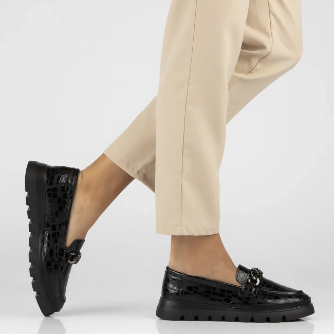 Skórzane półbuty na platformie Filippo DP6467/25 BK czarne