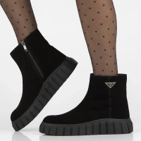 Skórzane botki na platformie Filippo DBT6301/25 BK czarne