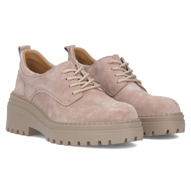 Skórzane półbuty na platformie Filippo DP6123/24 TP taupe