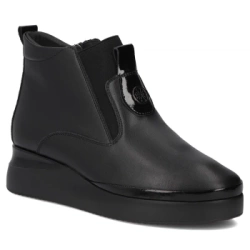 Skórzane botki na platformie Filippo DBT7392/25 BK czarne