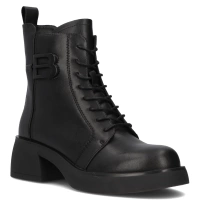Skórzane botki na obcasie Filippo DBT6550/25 BK czarne