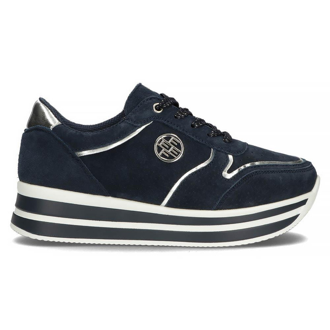 Skórzane Sneakersy Filippo DP3682/22 NV granatowe