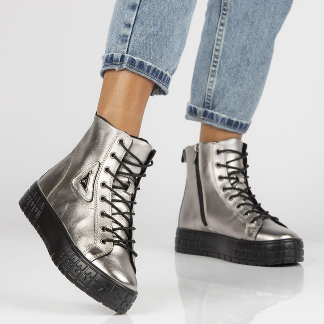 Skórzane trzewiki Filippo DBT3951/22 GN Gunmetal