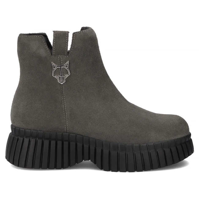 Skórzane botki na platformie Filippo DBT7274/25 GR szare