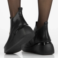 Skórzane botki na koturnie Filippo DBT7419/25 BK czarne
