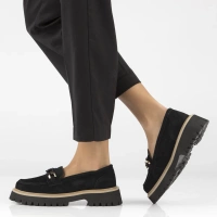 Skórzane półbuty na platformie Filippo DP4589/24 BK czarne