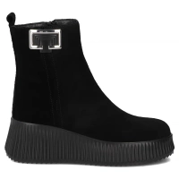 Skórzane botki na platformie Filippo DBT6392/25 BK czarne