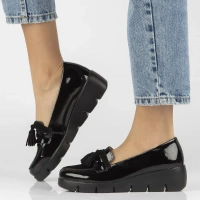 Skórzane półbuty na koturnie Filippo DP3162/24 BK L czarne