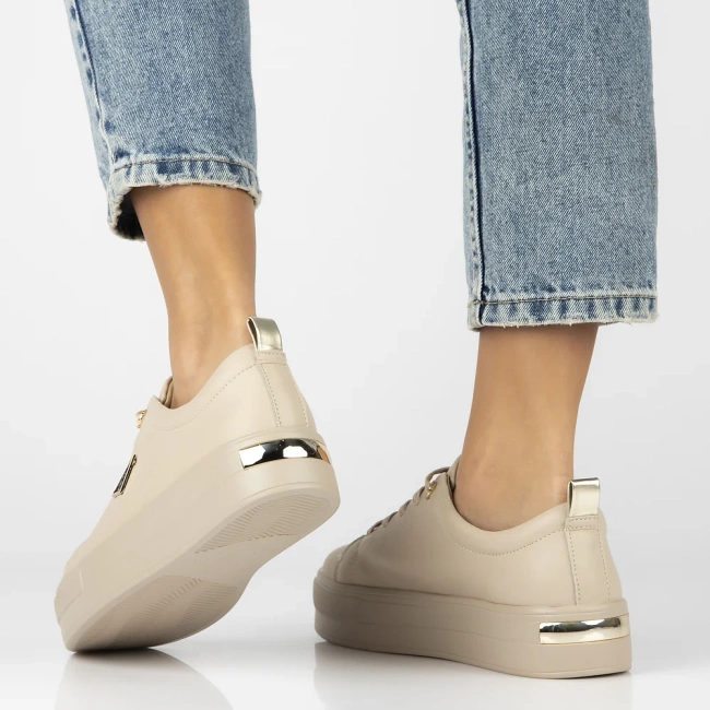 Skórzane półbuty na platformie Filippo DP3533/25 BE L beżowe