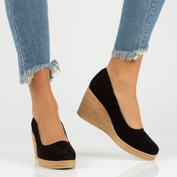 Skórzane półbuty na koturnie Filippo DP3521/23 BK SU czarne