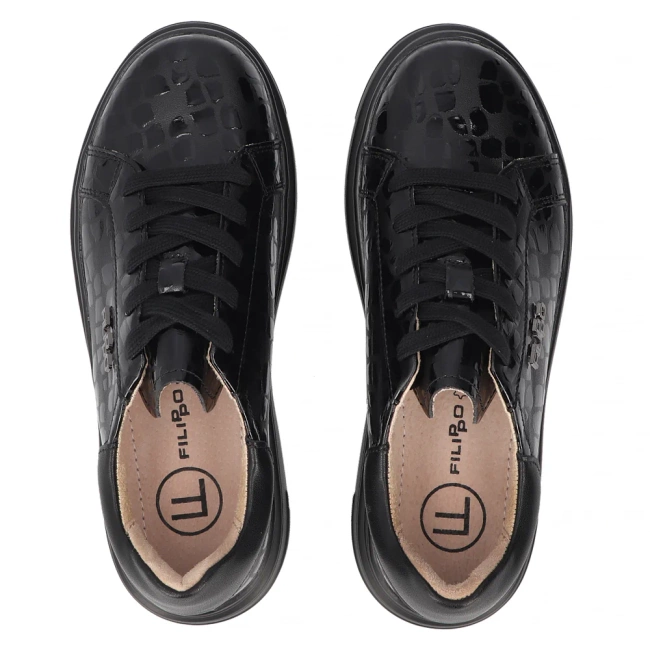 Leather sneakers Filippo DP7118/25 BK black
