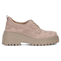 Skórzane półbuty na platformie Filippo DP6123/24 TP taupe