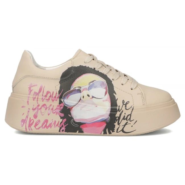 Skórzane sneakersy Filippo DP6835/25 BE beżowe