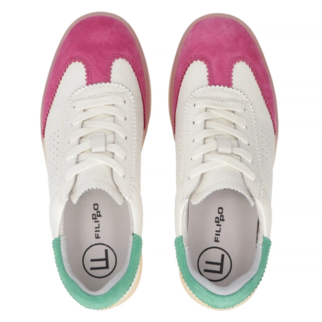 Skórzane sneakersy Filippo DP6745/25 FH GE biało różowe