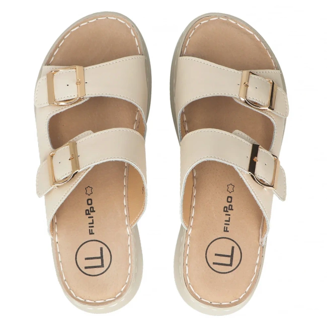Leather flip-flops Filippo DK7044/25 BE beige