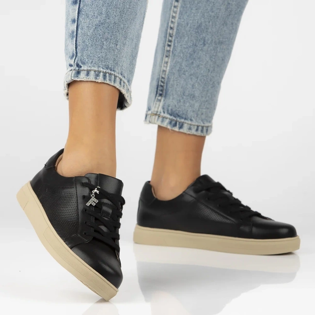 Skórzane półbuty Filippo DP6808/25 BK czarne