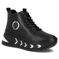 Skórzane botki na platformie Filippo DBT4214/25 BK WH czarne