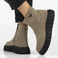 Skórzane botki na platformie Filippo DBT6301/25 TP taupe