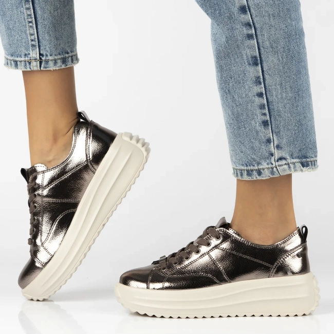 Leather sneakers Filippo DP6795/25 GN gun metal