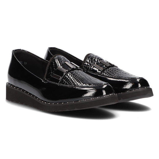 Skórzane mokasyny Filippo DP1515/21 BK L czarne