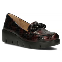 Skórzane półbuty na koturnie Filippo DP4128/23 BG bordowe