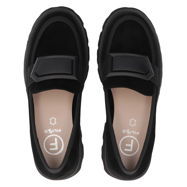 Skórzane lordsy Filippo DP6275/24 BK czarne