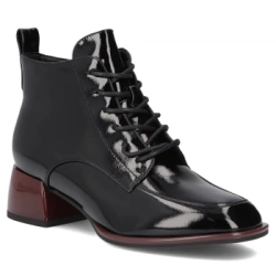 Skórzane botki na obcasie Filippo DBT7367/25 BK RD czarne