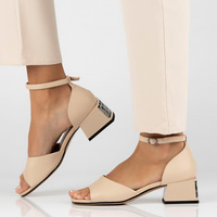 Skórzane sandały Filippo DS4419/23 BE beżowe