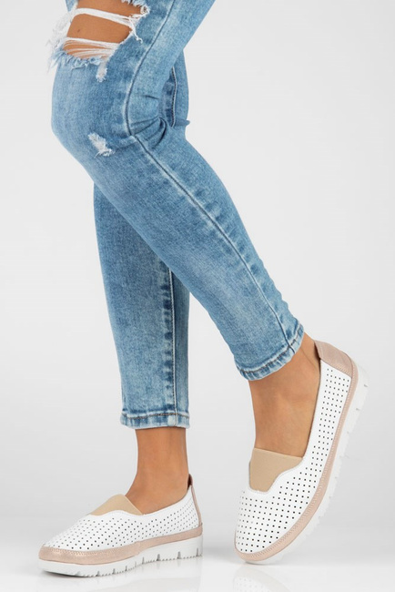 Skórzane półbuty Filippo DP4588/23 WH GO białe