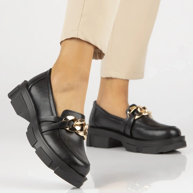 Skórzane półbuty na platformie Filippo DP3221/24 BK czarne