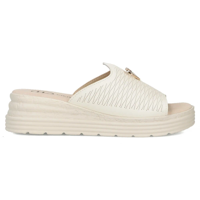 Skórzane klapki Filippo DK6710/25 BE beżowe