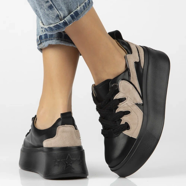 Leather sneakers Filippo DP6684/25 BK black