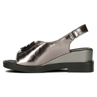 Skórzane sandały na koturnie Filippo DS4469/23 GN gunmetal