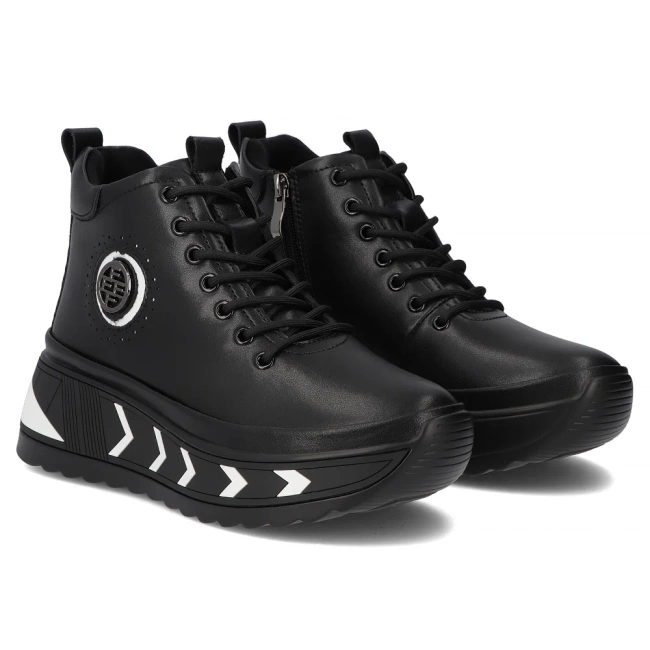 Leather ankle boots DBT4214/25 BK WH black