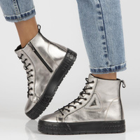 Skórzane trzewiki Filippo DBT3951/22 GN Gunmetal