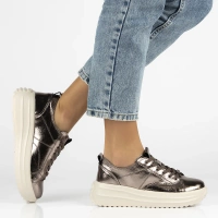 Skórzane sneakersy Filippo DP6795/25 GN gun metal